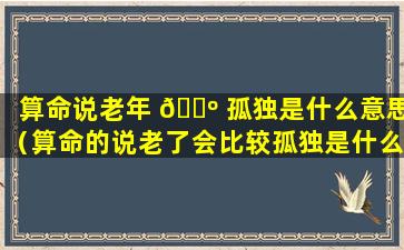 算命说老年 🐺 孤独是什么意思（算命的说老了会比较孤独是什么意思）